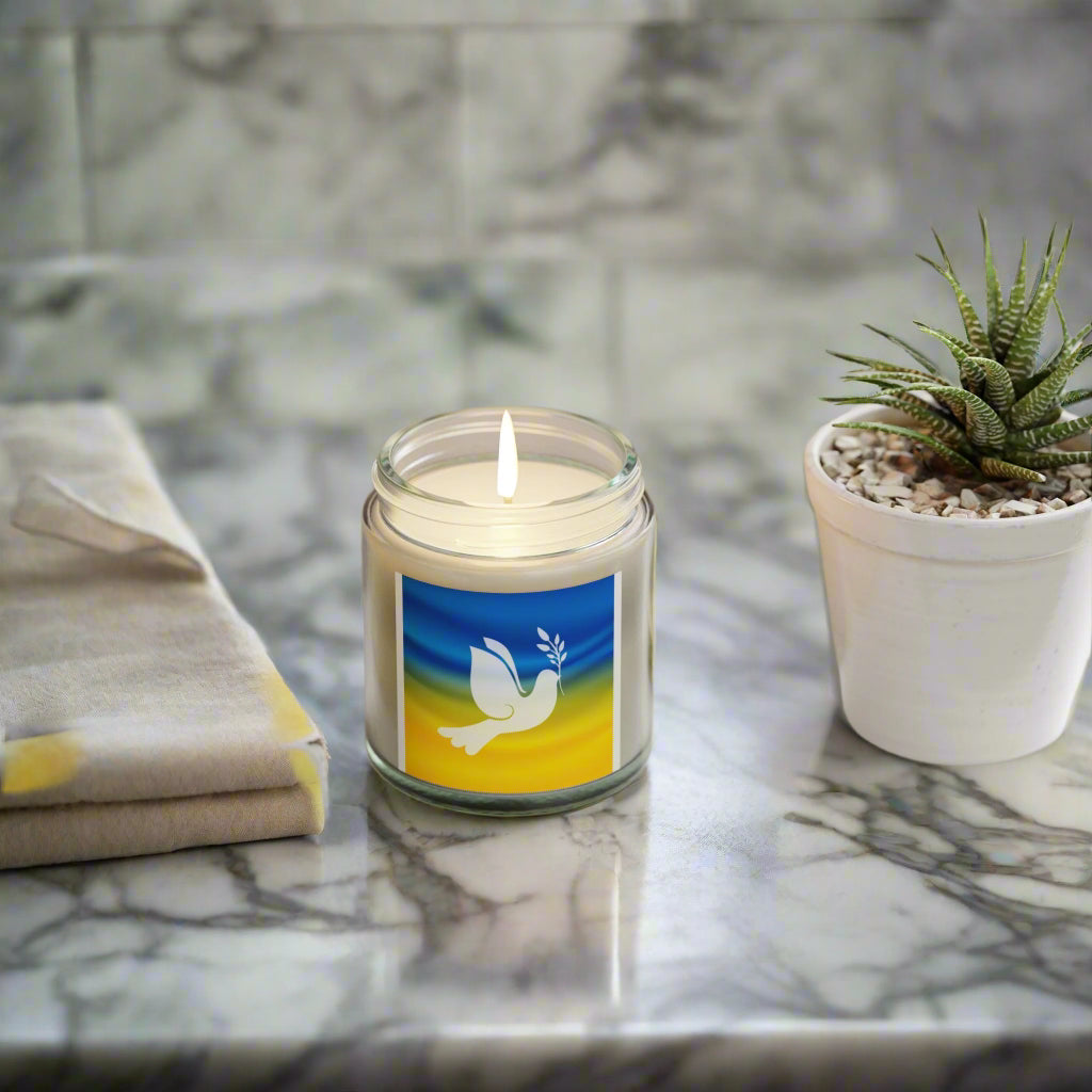Peaceful Dove Scented Candle - Coconut Apricot Wax (4oz, 9oz) for Relaxation and Mindfulness